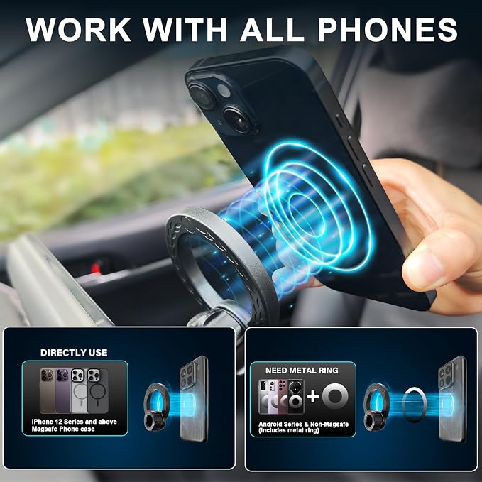 Dual-End Car Phone Holder for 2026 Mazda CX5 CX-5 Accessories 12.9 Screen | Strong Magnetic Cell Phone Mount for Magsafe iPhone, 360° Hands-Free No Air Vent Blockage Stable Stand, Not for Premium Plus - Image 8