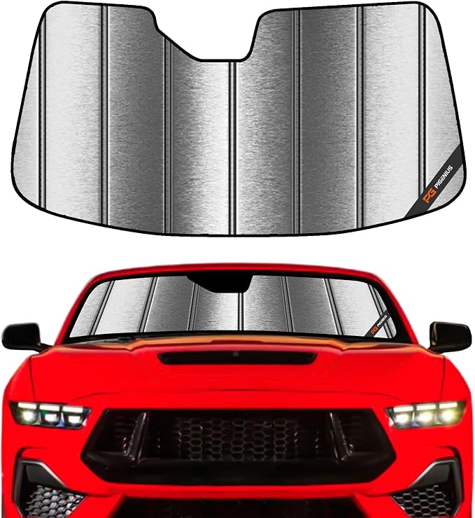 Pigenius Windshield Sun Shade for Ford Mustang 2024-2026 Custom Front Window Sunshade - Metallic by Pigenius