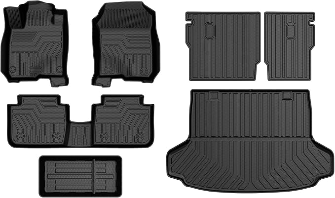 T TGBROS Floor Mats for Honda HRV HR-V 2023-2026 with Storage Box, All Weather TPE Floor Liner Set Front Rear Mats Trunk Cargo Liner Backrest Mat Organizer Full Set 7PCS by TTGBROS