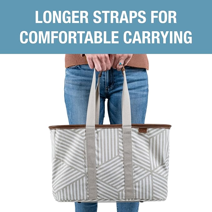 CleverMade Collapsible Tote LUXE, 30L Structured Tote Bag with Handles | Pack It All Without the Floppy-Bag Fight | Steel Rim Stays Open, Soft Grips Carry 30 lb, and Tote Folds to 1.5 Inches - Image 7