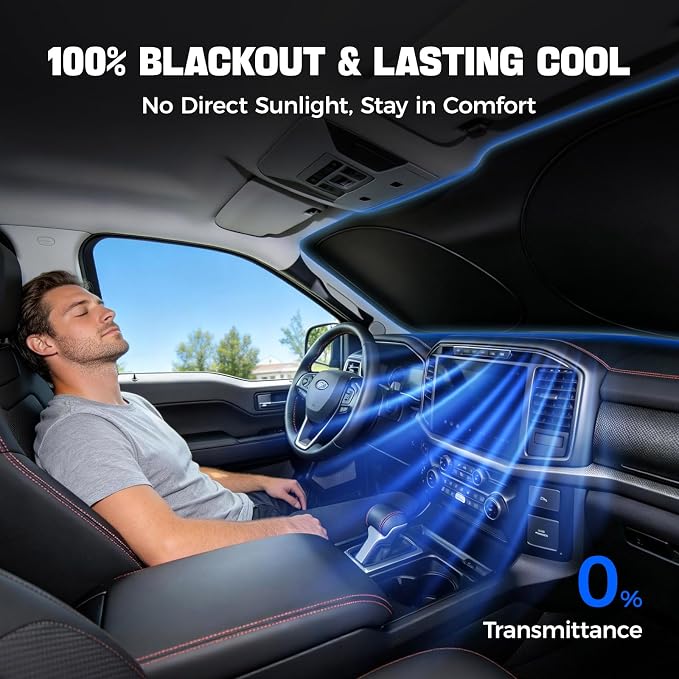 Window Shades for Car Windshield - Foldable Car Window Shades, 210T Reflective UV Block Sun Visor, Keep Vehicle Cool in Summer Heat, Universal Fit for Cars, SUVs and Trucks, Easy to Install & Store - Image 3