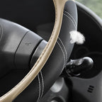 Elantrip Sport Leather Steering Wheel Cover 14 1/2 inch to 15 inch Universal, Padded Soft Grip Breathable for Car Truck SUV Jeep, Anti Slip Odorless Black and Beige - Image 3