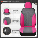 Coverado Car Seat Covers 2-Pack, Luxury Front Seat Covers, Automotive Car Seat Protectors, Pink Seat Covers Universal Fit for SUVs, Trucks, Sedans - Image 2