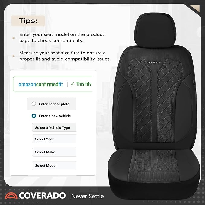 Coverado Black Front Seat Covers, Automotive Seat Covers 2 Seats, Mesh Car Protectors 2-Pack, Auto Seat Covers Spill-Proof Design Universal Fit for SUV, Vans, Sedan, Truck - Image 5