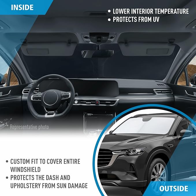 CLIM ART Windshield Sun Shade for Mazda CX-90 2024-2026, Custom-Fit Foldable Car Sunshade, Vehicle Sun Protector, Front Auto Windshield Cover, Car Accessories - WS3040 - Image 5
