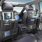 Car Backseat Organizer with Foldable Table Tray, 6 Storage Pocket Vehicle Seat Back Protector Kick Mat with Touch Screen Phone Holder, Auto Seat Organizer for Travel, Universal Fit (Black) - Image 6