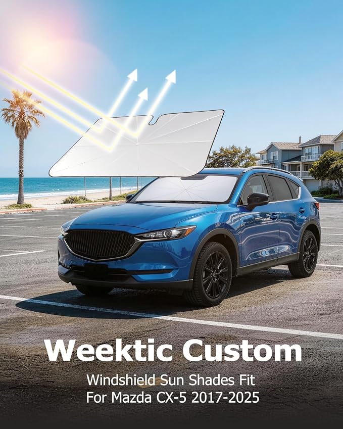 Weektic Custom Windshield Sun Shade Umbrella for Mazda CX-50 2022-2026, [Double Thickened Ice Crystal Coating] Sun & Heat Protection, Keep Vehicle Cool & Protect Interior - Image 4