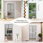 Magnetic Door Screen, Durable Reinforced Anti-Tear Mesh Self-Closing Curtain, Heavy Duty Screen Door with Full Frame Hook & Loop, Fit Door Size 36 x 82 Inch (Silver) - Image 7