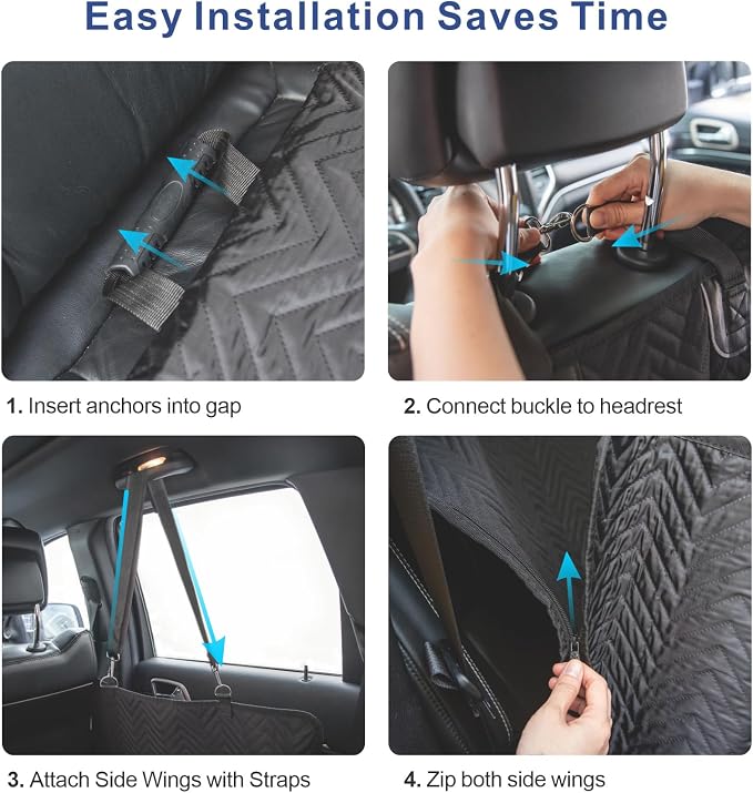 Dog Car Seat Cover - Hard Bottom Backseat Extender, Black | Back Seat, Waterproof Hammock, Thick Sponge, Supports 400 lbs, Seat Protector, Pets, Cars, SUVs, Trucks - Image 7