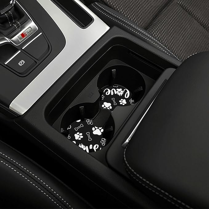 Paw Print Steering Wheel Cover Universal 15 Inch +2 Pieces Car Coasters | Anti-Slip Breathable Car for Men/Women Dog Paw Print Steering Wheel Cover Dogs Prints - Image 7