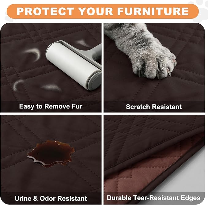 100% Waterproof Dog Bed Cover Pet Blanket, Chocolate+Coffee,42"x50" | ,7-Layer Reversible Couch Covers for Dogs Met for Sofa Furniture Car Camping - Image 6