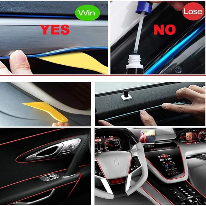 El Wire Blue Interior Car LED Strip Lights, 2M Neon Wire USB 5V with Fuse Protection for Automotive Interior Decoration, with 6mm Sewing Edge - Image 6