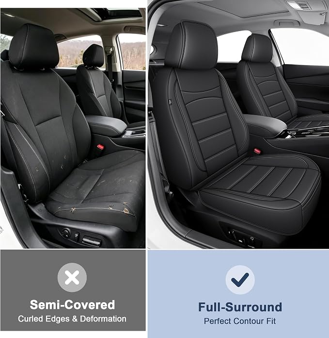IKABEVEM Car Seat Covers Custom Fit for Honda Accord 2023 2024 2025 2026 Full Set Waterproof Faux Leather Full Coverage Car Seat Protector, Airbag Compatible, All Weather Protection(Black) - Image 9