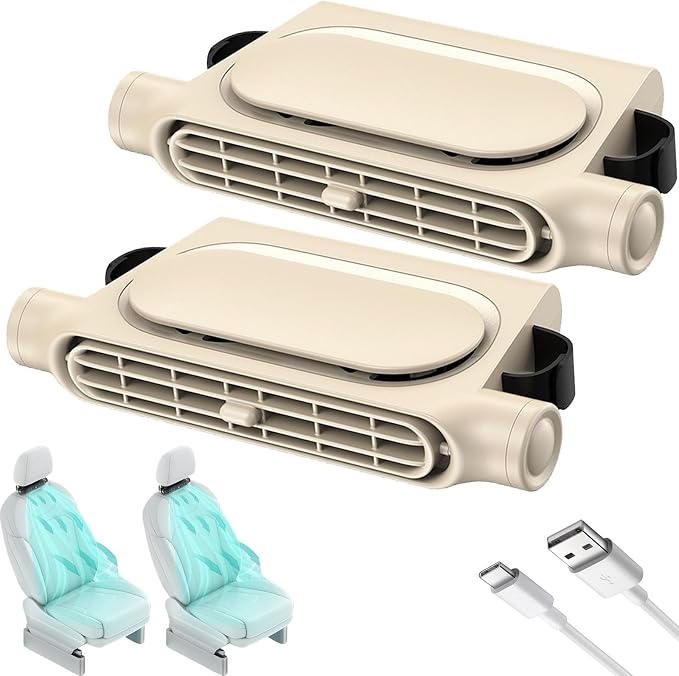 2 Pack Car Seat Fan for Backseat for Kids, Mini Portable Battery Operated Back Seat Baby Quiet Headrest Neck Cooling Fan with 3 Adjustable Wind Speeds All Cars Vehicle RV Truck by Unknown