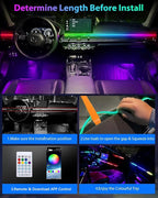 Acrylic LED Lights for Car, 43.3in RGB Interior Light Strip, 146 LEDs | USB Port, APP Control, Music Sync and Color Changing RGB Ambient Lighting for Car Interior, Gifts for Women and Men - Image 6