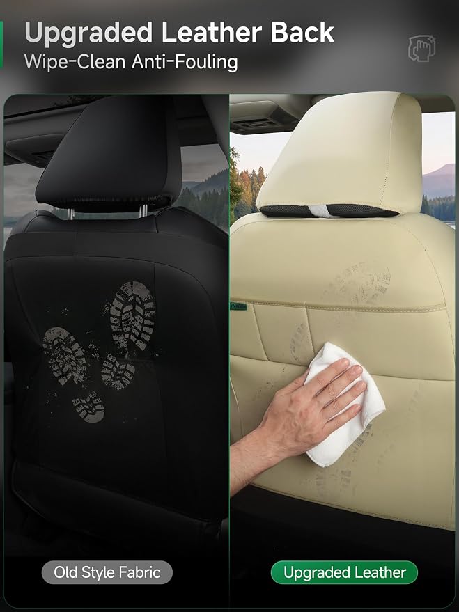 GIANT PANDA Front Seat Covers for Nissan Rogue Altima Sentra Versa Kicks Murano Pathfinder Maxima,Faux Leather Bucket Seat Cover Fit Nissan Seat Protectors (Beige Diamond) 2-Pack - Image 7