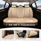 Coverado Car Seat Cover, Cover for Cars Full Seat, Premium Leather, Universal Fit Waterproof Seat Protectors, Car Seat Cushion Non-Slip for Most Cars-Beige - Image 6