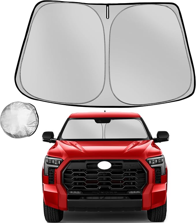 Windshield Sun Shade for 2022-2025 2026 Toyota Tundra | Foldable Sun Sunshade for Car Front Window Blocks Heat Automotive Interior Protector Custom Fit Accessories by Fonowka