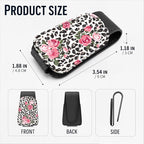 Leather Magnetic Sunglass Holder for Car Sun Visor, Cute Eyeglass Ticket Card Hanger Clip, Universal Auto Interior Accessories for SUV Pickup Truck, Rose Leopard - Image 3