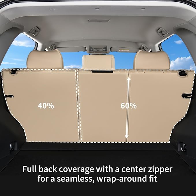 Huidasource Custom Fit RAV4 (Gas Only) Car Seat Covers Full Set, Waterproof Faux Leather for 2019-2024 Toyota RAV4 LE/XLE & XLE Premium/Limited (Does Not Fit Adventure and TRD Off-Road, Beige) - Image 4