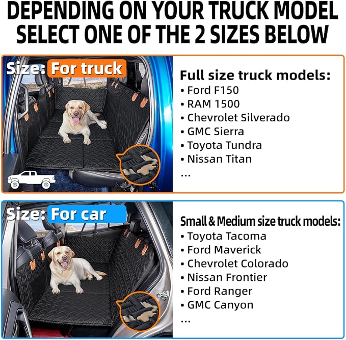 MAXFUT Dog Car Seat Cover for Back Seat,Seat Extender for Full Size Truck | Hard Bottom Dog Hammock,Waterproof,Scratch Resistant Leather,Strong Support,More Rest Space,Truck Back Seat Protector,Black - Image 2