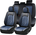 Coverado Car Seat Covers Full Set, Luxury Faux Leather Waterproof Seat Cover, Black and Blue Car Seat Covers, Car Seat Protector, Automotive Seat Covers Universal Fit for Most Cars, Black&Blue by COVERADOAUTO