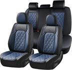 Coverado Car Seat Covers Full Set, Luxury Faux Leather Waterproof Seat Cover, Black and Blue Car Seat Covers, Car Seat Protector, Automotive Seat Covers Universal Fit for Most Cars, Black&Blue by COVERADOAUTO