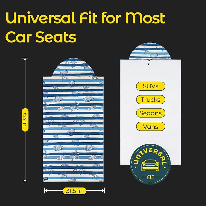 Car Seat Towel Cover, Full-Sized, Sweat Absorbing Towel for Gym - Turtle | Washable quick-dry towel cover protects front seats from sweat and water after gym, workout, running, beach and swimming - Image 2