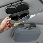 Sunglasses Holder for Car Visor, One-Handed Press to Open Car Glasses Case, Carbon Fiber Texture Visor Accessories Stability for Truck SUV Sedan, Anti-Scratch Velvet Interior (Grey) - Image 7