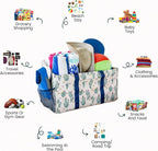 Extra Large Utility Tote Bag, Oversized Collapsible Reusable Wire Frame Rectangular Canvas Basket With Two Exterior Pockets For Beach, Pool, Laundry, Car Trunk, Storage - Cactus White - Image 3