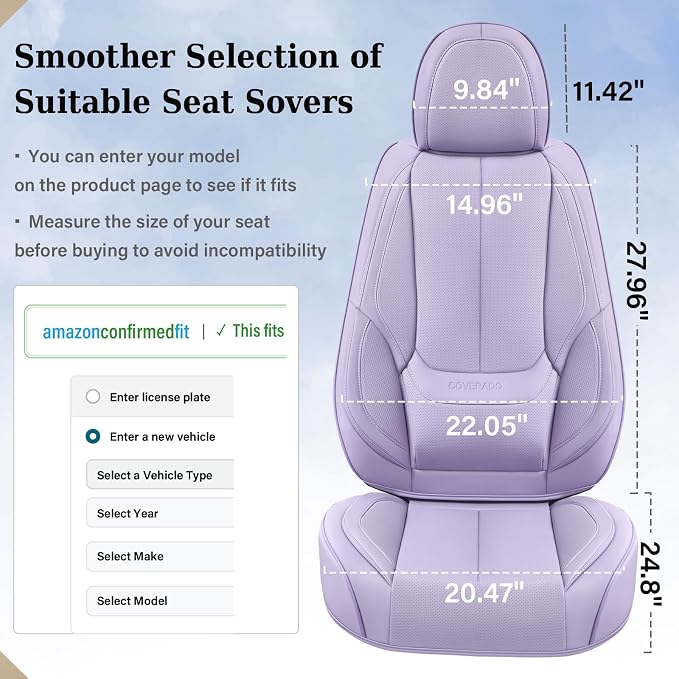Coverado Car Seat Covers, Seat Covers for Cars, Waterproof Leather Auto Seat Protectors, Leather Car Seat Cushion, Car Interiors Accessories Universal Fit for Most Cars - Image 6
