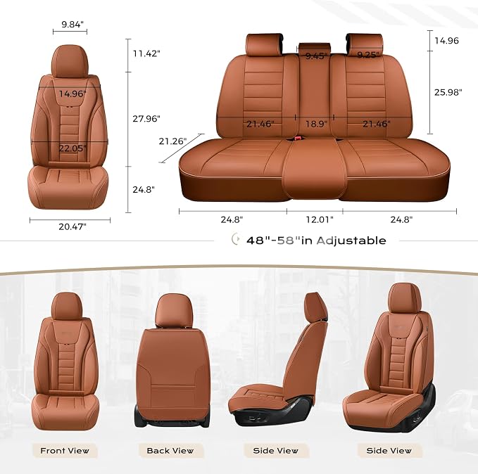 Coverado Car Seat Covers, Front Covers for Cars, Car Seat Cover Front Seats, Automotive Seat Cover, Waterproof, Leather Car Seat Cushion, Universal Interior Covers Seat Protectors for Most Cars - Image 6
