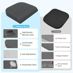 TranquilRelax Memory Foam Seat Cushion for Office Chair, 3-Inch, Gray | Medium-firm Support for Long Sitting, Washable Mesh Cover, Non-slip Base, Perfect for Car Seats & Short Drivers - Image 5