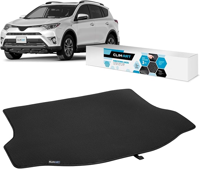 CLIM ART Cargo Liner for Toyota RAV4 2013-2018 Custom Fit Trunk Mat, with Honeycomb Dirtproof & Waterproof Technology - All-Climate, Heavy Duty, Anti-Slip Cargo Liner, Luggage - FL01113014 by CLIMART