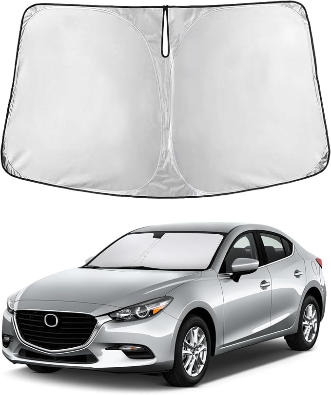 EcoNour Windshield Sunshade Compatible for Mazda 3 2014-2016 2017 2018 | Sun Visor for Front Windshield & Window Sun Shade Cover, UV Heat Blocker & Protector, Car Accessories by EcoNour
