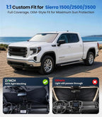 Zanch Windshield Sun Shade Umbrella : GMC Sierra 1500/2500/3500 2000-2026 | [99% UV Protection, Up to 75℉ Cooler] Custom-Fit, No Sagging, Scratch-Free Interior, Foldable Front Sunshade Umbrella - Image 5