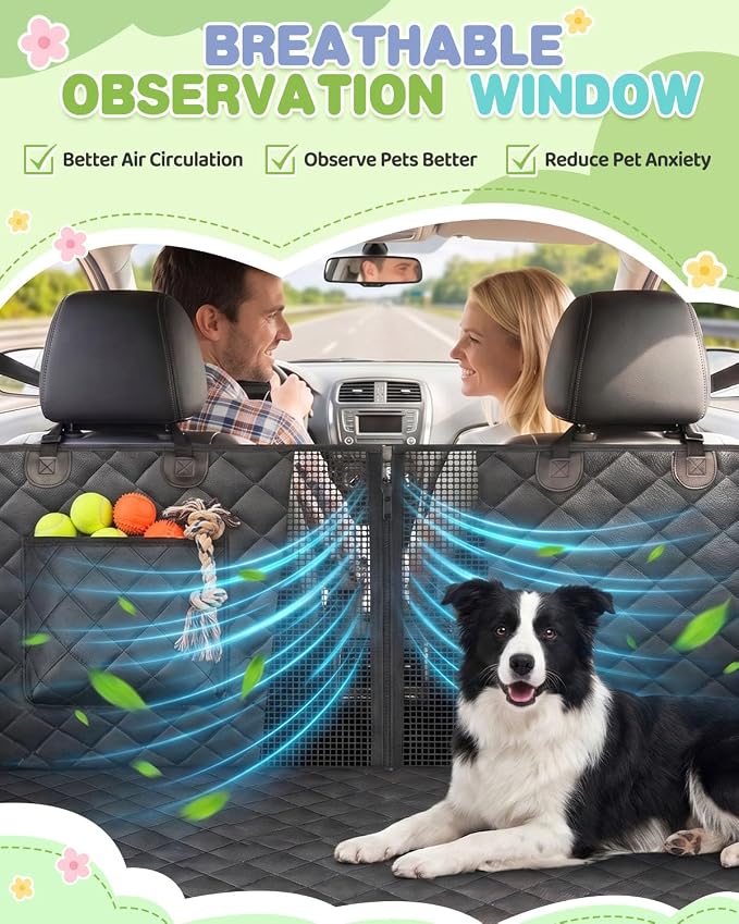 Dog Car Seat Cover, 600D Heavy Dute Car Seat Cover for Dogs Pets,100% Waterproof Anti-Scratch Nonslip Dog Hammock for Cars, Seat Covers Protector with SeatBelt for Sedan SUV Truck XLPRO Hard Black - Image 5