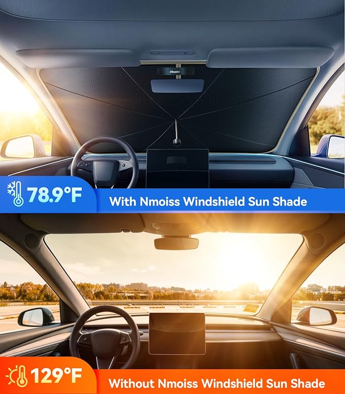 2026 Upgraded Nmoiss True Dual Layer Air Cool Windshield Sun Shade Umbrella | Drive to Superior Coolness & Comfort Block 99% UV Sun Rays & Heat Damage Keep Cool Protect Interior Zero Light Leakage XS - Image 4