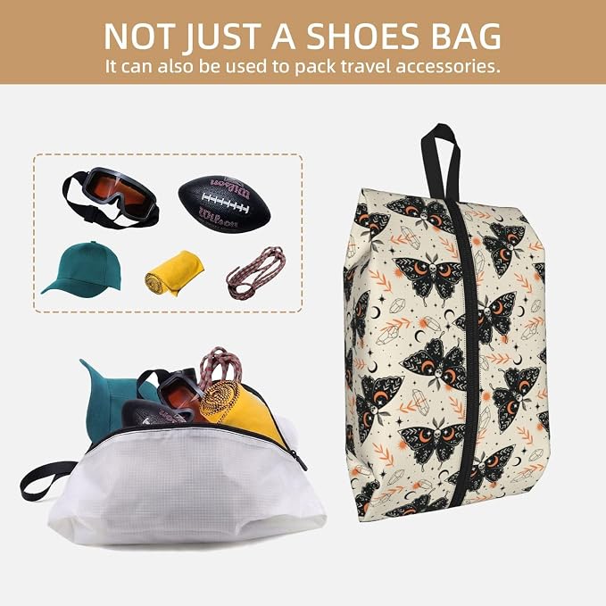 Gothic Witchy Butterfly Travel Shoe Bag for Men & Women, Waterproof Shoe Storage Organizer with Zipper, Portable Shoe Pouch for Sneakers, Heels, Sandals, Gym & Travel Luggage 2PCS - Image 5