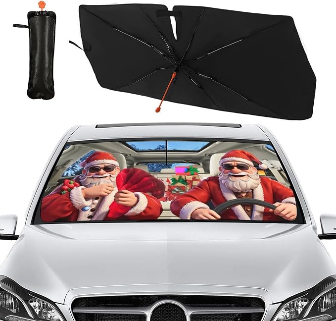 Socira Christmas Car Windshield Sunshade Umbrella Foldable Visor Umbrella | Sun Shade Cover Sunshade Front Window Cover Car Accessories Blocks Uv Rays (57" X 30") - Image 8
