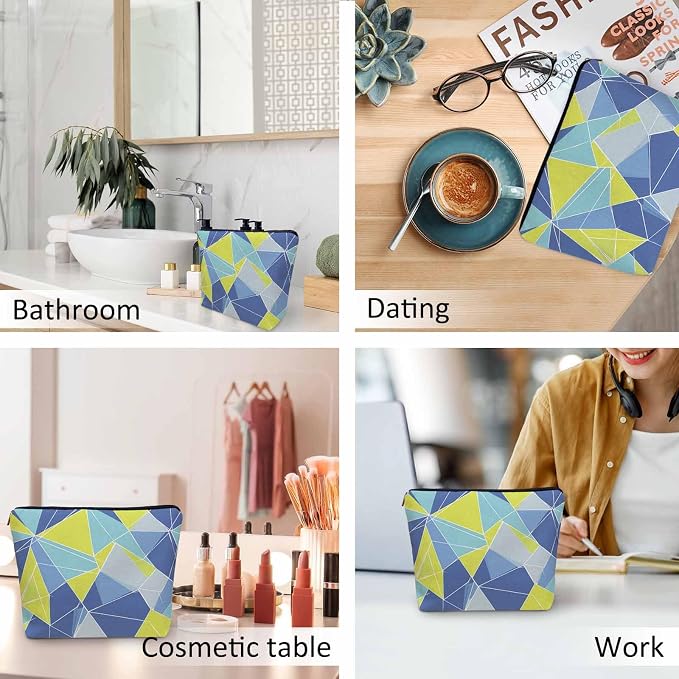 Woman Makeup Bag Triangle, Geometric Stripe Triangle Makeup Bags Travel Cosmetic Bags Toiletry Makeup Organizer Pencil Pouch Make Up Cosmetic Bag For Owners Lady Birthday Gifts - Image 6