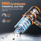 KMM Handheld Car Vacuum Cleaner, 9000PA Hand Held Vacuum & Air Duster | 120W High Power, Portable, Cordless, Rechargeable, Multi-Nozzles & LED Light, For Home, Car, Office - Image 2