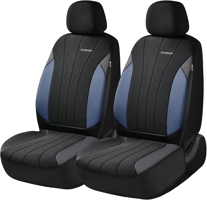 Coverado Car Seat Covers, Auto Car Seat Covers 5 Seats, Mesh Breathable Blue Seat Protectors for Car, Driver Seat Covers Universal Fit for SUV, Truck, Vans, Sedan - Image 2