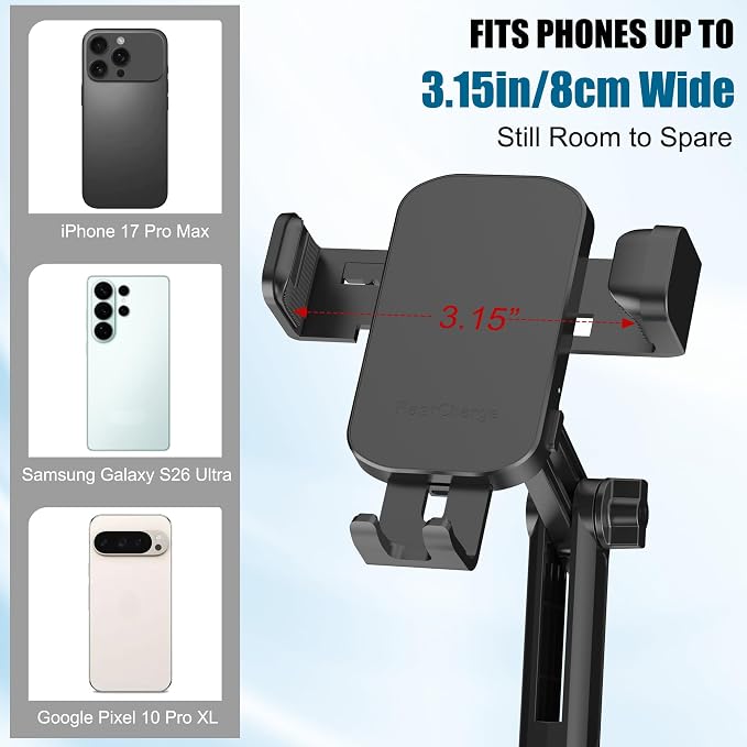 2 in 1 Auto-Clamping Cup Phone Holder for Car, 15W Fast Wireless Charging Cup Holder Phone Mount with USB-C Cable and 12V Car Adapter, Adjustable Car Cup Expander for Large Bottles - Image 7