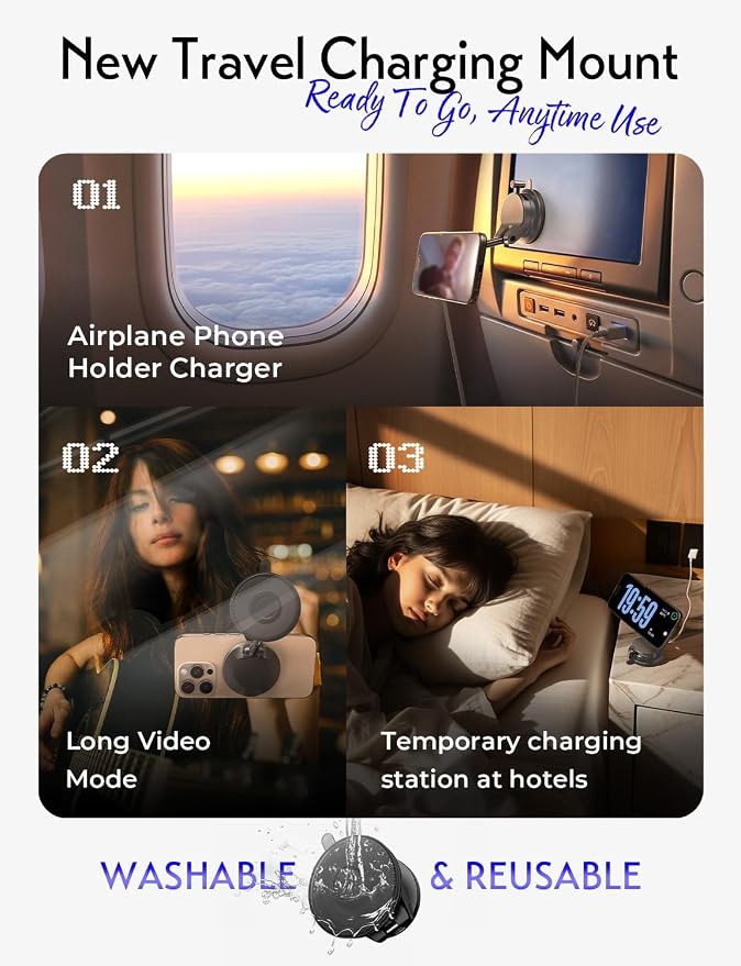 LISEN 15W MagSafe Car Mount Charger, Magnetic Wireless Car Phone Holder | [Easiest Mount] 96LBS Vacuum Suction Car Mount, 360° Magnetic Phone Holders for Your Car, for iPhone 17-12, Pixel 10, Samsung - Image 7