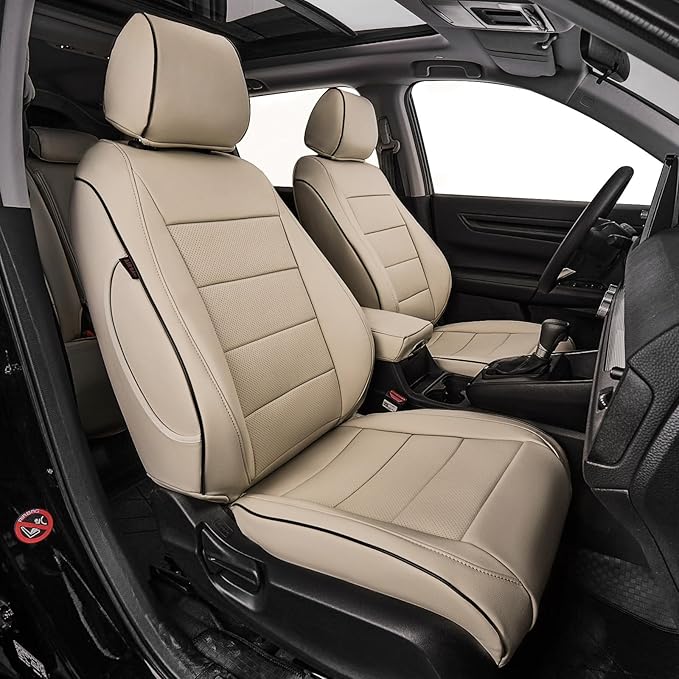 EKR Car Seat Covers for Honda HRV 2019-2022,Leatherette Full Set | Custom Fit for Honda HRV LX 2019-2022 Factory-Like Fit,360°Protection,Faux Leather(Beige) by EKR