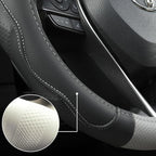 West Llama 3D Texture Steering Wheel Cover for Toyota, Anti-Slip Design, Premium Leather, Custom Fit for 14.5-15 inch, Stylish Interior Decoration(Gray+Black-Standard Size) - Image 4