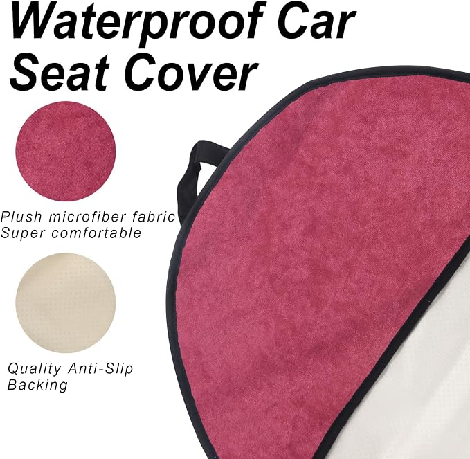Sweat Towel Car Seat Cover Protector Front Seats for Gym Workout, Running, Swimming, Beach and Hiking, Waterproof Universal Seat Cover for Car, Trucks, Van & SUV (1, Maroon/White, Front) - Image 5