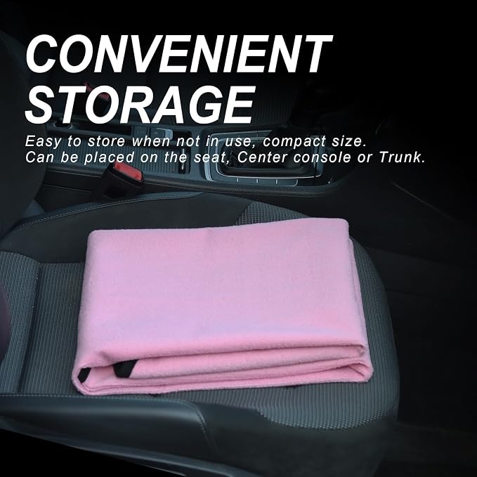Sweat Towel Car Seat Cover Protector Front Seats for Gym Workout, Running, Swimming, Beach and Hiking, Waterproof Universal Seat Cover for Car, Trucks, Van & SUV (1, Pure Pink, Front) - Image 5