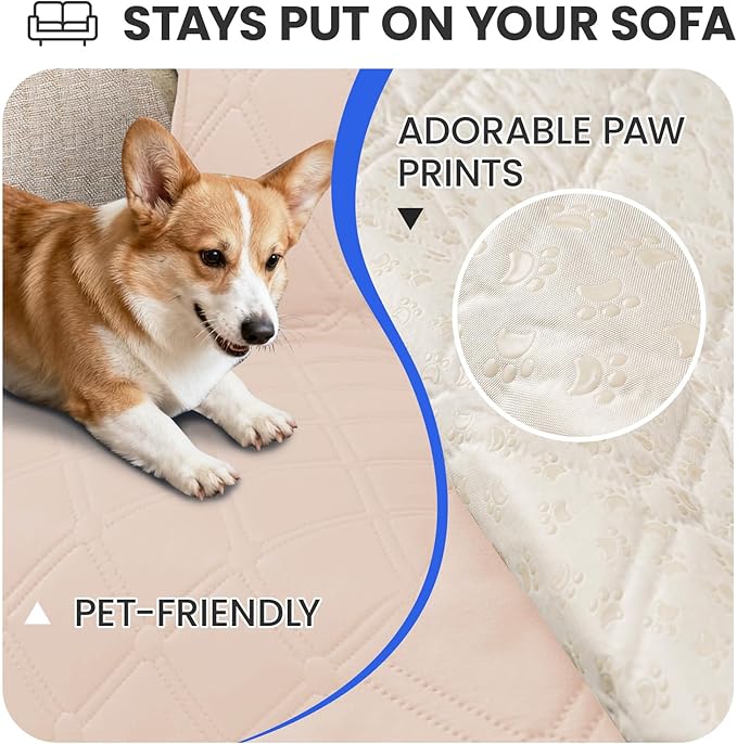 Waterproof Dog Bed Cover Pet Blanket, Soft Couch Cover for Dogs Washable, Non-Slip Dog Blanket Protect Furniture Couch Sofa Car for Puppy Large Dogs Cat (30x70 Inch, Beige) - Image 3